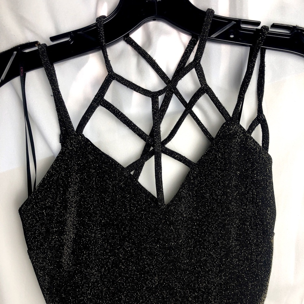 A’GACI Small Gold Sparkled Glitter Crop Top